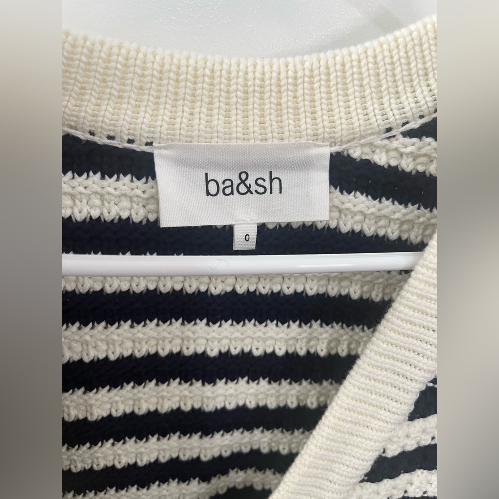 Ba&sh Gamden striped Cropped V-neck gold-tone military-style buttons cardigan 0 - Picture 13 of 13